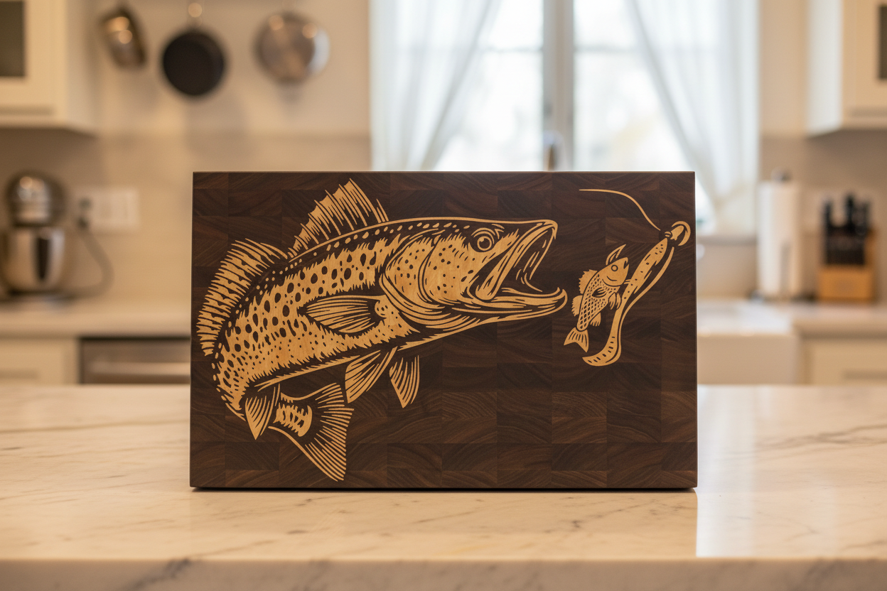 Bass fishing board - warm kitchen